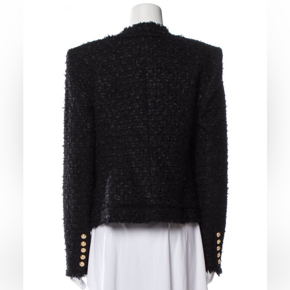 BALMAIN GOLD-BUTTON TWEED LUREX JACKET FOR WOMEN Size FR 42 - Picture 4 of 15